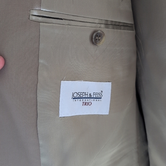 Joseph & Feiss Int'l Trio Men's 42R Beige 100% Wool Blazer Sports Coat Jacket - Picture 4 of 9